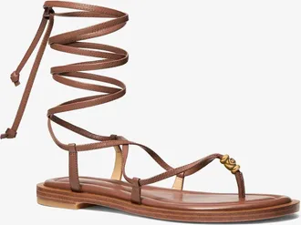 Michael Kors Khloe Embellished Leather Lace-Up Sandal