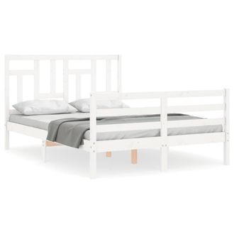 Berkfield Home Bed Frame with Headboard White 140x200 cm Solid Wood