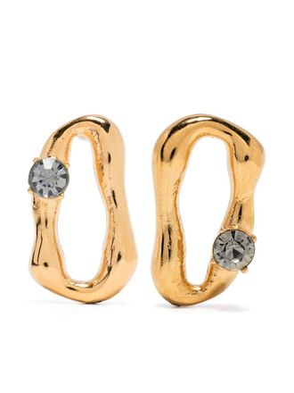 Forte_Forte sculped crystal earrings - women - Gold Plated Metal - One Size