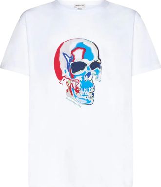 Alexander McQueen T-shirt Solarised Skull con stampa - Bianco