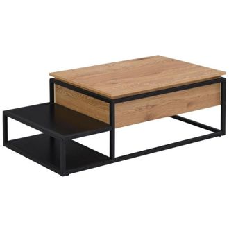 Vente-Unique Vente-unique - Tavolino con ripiano sollevabile mdf e Metallo Naturale e Nero - lutesa