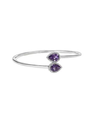 House of Brilliance Haus Of Brilliance Colorful Gemstones Silver 2.20 Ct. Tw. Diamond & Amethyst Bangle Bracelet