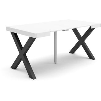 Skraut Home Consolle allungabile, Tavolo consolle allungabile, 160, Per 8 persone, Gambe in legno, Stile moderno, Bianco - Skraut Home