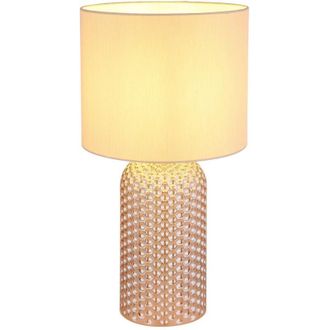 Globo Lighting Globo Sofia Lámpara de mesa con pantalla redonda color champán, 1 bombilla E27