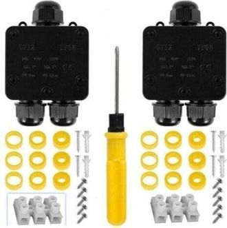 OEM Juego De 2 Cajas De Conexiones Impermeables Ip68 Para Cables El&eacute;ctricos Exteriores, Conectores De Cable El&eacute;ctrico Exterior De 2 V&iacute;as