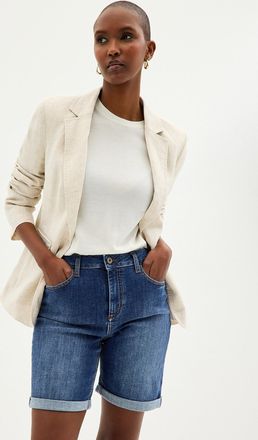 Contemporaine Womens Sewn rolled hem denim Bermuda short Fit: Slim leg, regular rise