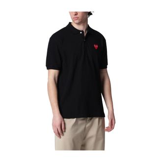 Comme Des Gar&ccedil;ons Polo Shirts, male, Black, Size: XL Red Heart Polo