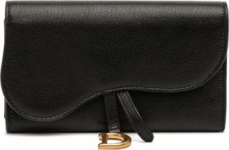 Dior Pre-owned Wallets, female, Black, Size: ONE SIZE Pre-owned Saddle Wallet