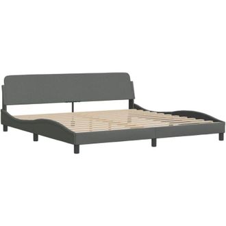 vidaXL Cama Sin Colch&oacute;n Tela Gris Oscuro 200x200 Cm Vidaxl