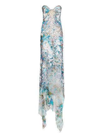Roberto Cavalli Abito lungo con paillettes - Blu