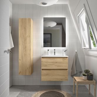 Cygnus Bath Mueble De Ba&ntilde;o Bequia 70 Cm Roble Con Lavabo De Porcelana