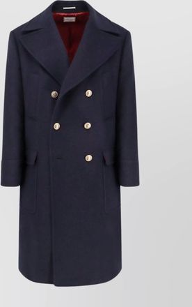 Brunello Cucinelli wool coat with gold metal buttons