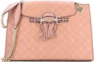 Gucci Emily Chain Flap Guccissima grote leren schoudertas - Beige