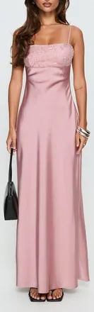 Princess Polly Engracia Sequin Sleeveless Satin Gown in Pink at Nordstrom, Size 12
