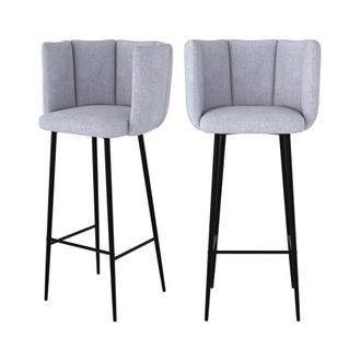 Rendez-Vous D&eacute;co Set de 2 sillas de bar de terciopelo gris claro 75 cm