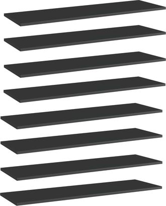 vidaXL Estante Estanter&iacute;a 8uds Contrachapada Negro Brillo 100x30x1,5cm Vidaxl