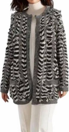 endless rose Fringe Sweater Cardigan In Black, White