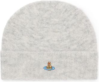 Vivienne Westwood Orb Geborduurde Gebreide Muts - Dames - Hoeden - Grijs - ONE Size - Accessoires