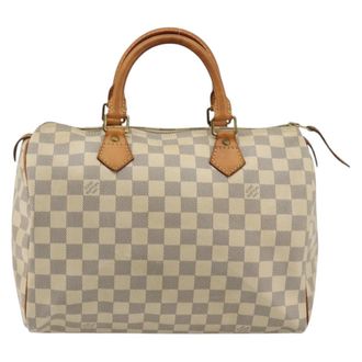 Louis Vuitton Speedy Handbag Damier White Canvas Handbag (Pre-Owned)