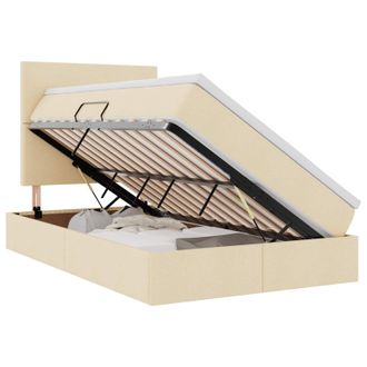 vidaXL Cama De Almacenamiento Led Con Colch&oacute;n Crema 120 X 190 Cm Tela Vidaxl