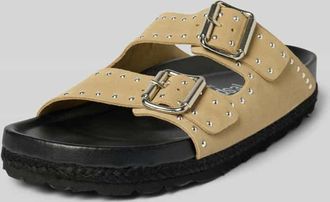 Espadrij Slides aus Leder mit Logo-Pr&auml;gung Modell AMI in Beige, Gr&ouml;&szlig;e 40