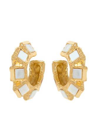 Oscar De La Renta Orecchini a cerchio Square Stone - Oro