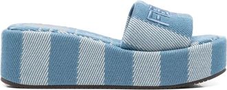 Fendi logo-embroidered slides - Blue