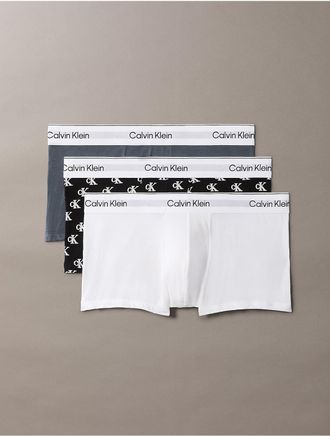 Calvin Klein Mens Icon Cotton Stretch 3-Pack Low Rise Trunk - Multi - XL