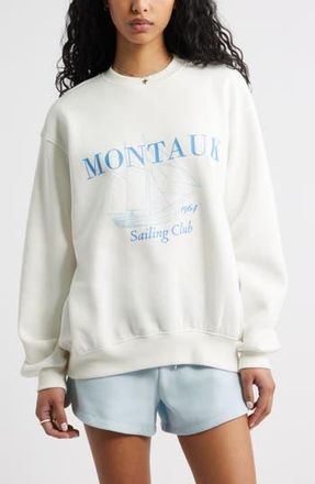 BP. Oversize Crewneck Graphic Sweatshirt in Ivory- Blue Montauk at Nordstrom Rack, Size Xx-Small