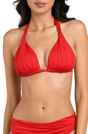 La Blanca Island Goddess Halter Bikini Top in Ruby at Nordstrom, Size 16