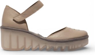 FLY London Womens Taupe BISO305FLY Suede Leather Wedge Sandals - Size EU 39