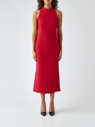 Twinset Cr&ecirc;pe Midi Sheath Dress with Halter Neck and Off-the-Shoulder Design