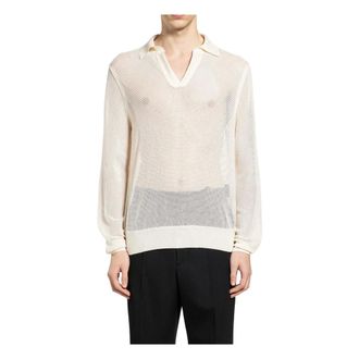 Tom Ford Tops, Heren, Wit, XL, Katoen, Silk Cotton Mesh Polo
