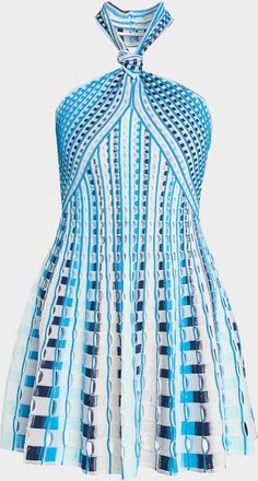 SIMKHAI Jenna Eyelet Halter Mini Dress