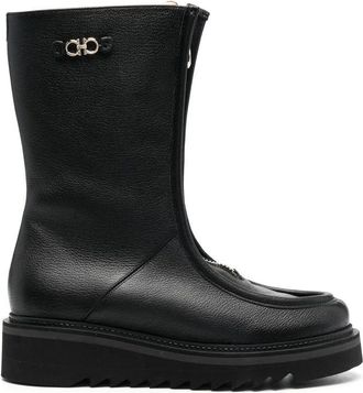 Ferragamo 50Mm Zip-Front Leather Boots