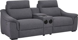 Vente-Unique Sof&aacute; relax el&eacute;ctrico de 2 plazas de tela gris VERETO