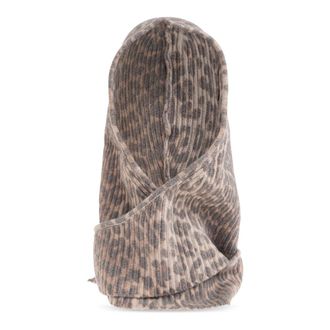 Ganni Hats, female, Beige, Size: ONE SIZE Printed Wool Knit Balaclava