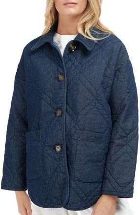 Barbour Barrhead Denim Quilted Shirt Jacket in Dark Wash/Dress Indigo at Nordstrom, Size 6 Us
