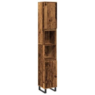 Berkfield Home Bathroom Cabinet Old Wood 30x30x190 cm Engineered Wood in Brown | Size: 30 x 30 x 190 cm