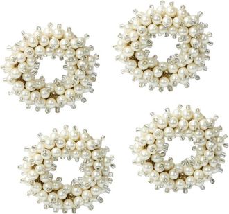 Tiramisu Set Of 4 Sculpted Cr&egrave;me Pearl Wreath Napkin Rings