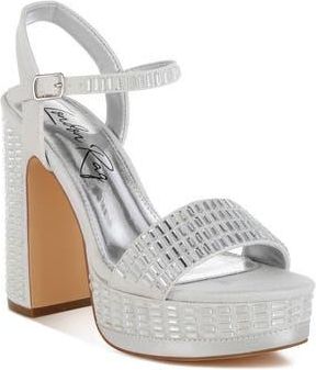 London Rag Ortage Rhinestone Platform Sandal in Silver at Nordstrom Rack, Size 10
