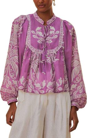Farm Rio Sweet Garden Lilac Long Sleeved Blouse