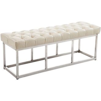 Clp Clp - Taburete Pie De Cama Amun Con Base En Acero Inox. Crema 120 Cm
