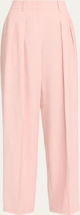 Michael Kors Pleated Wide-Leg Linen Trousers