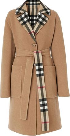 Burberry reversible check wool coat - women - Wool - 6 - Neutrals