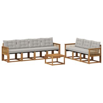 vidaXL Conjunto De Sof&aacute;s De Exterior 8 Pcs Natural Y Gris Claro Vidaxl