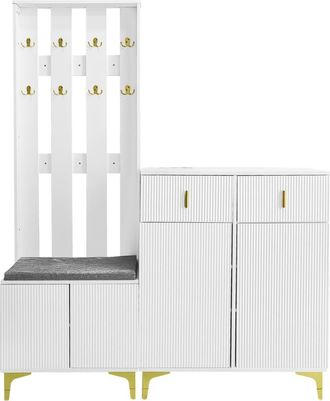 Urban Meuble Conjunto de guardarropa y zapatero con banco y cojines