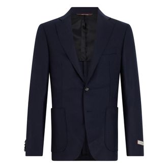 Canali Heren, Jassen, Blauw, Maat: M Zijde