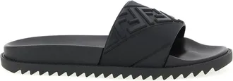 Fendi Logo Band Slides Sandali Nero-Uomo