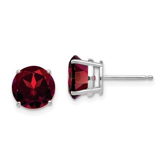 Diamond2Deal 14k White Gold 8mm Garnet Earrings